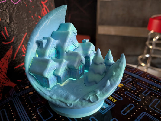 3D-Printed “Christmas on the Moon” Village Lamp