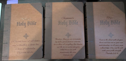 Custom Engraved Faux or Full Grain Leather Bible