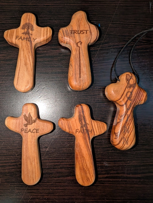 Olive Wood Cross Necklace/Pocket Cross