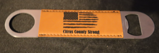 Custom Engraved 7" Leather-Wrapped Stainless Bottle Opener